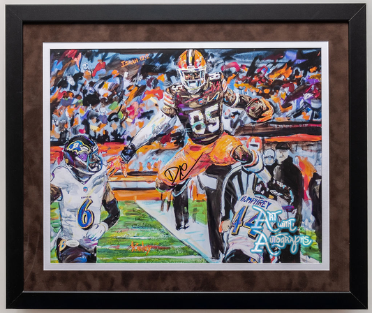 David Njoku Autographed Cleveland Browns 16x20 Print - Framed